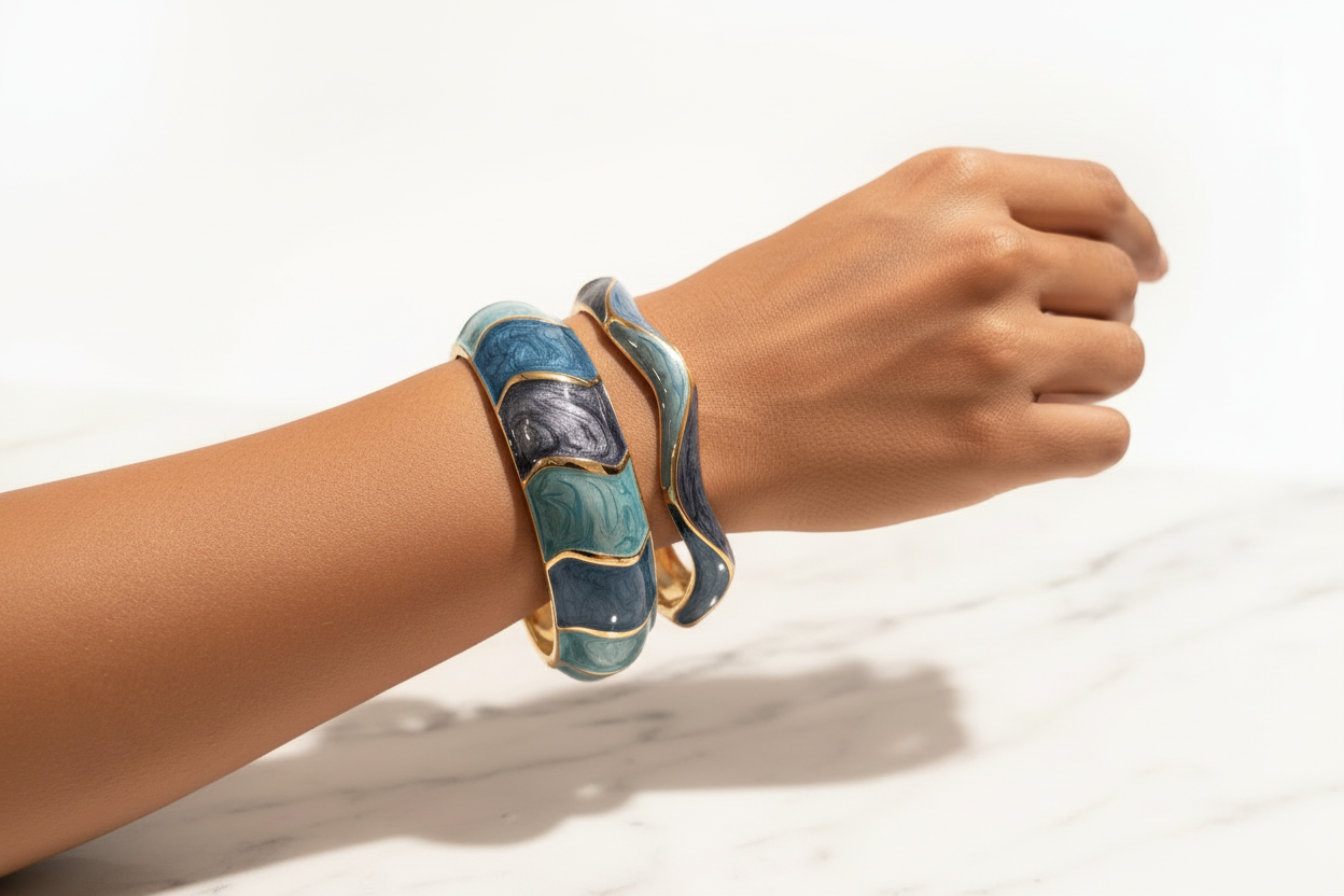 Bracelet jonc émaillé coloré - Anna