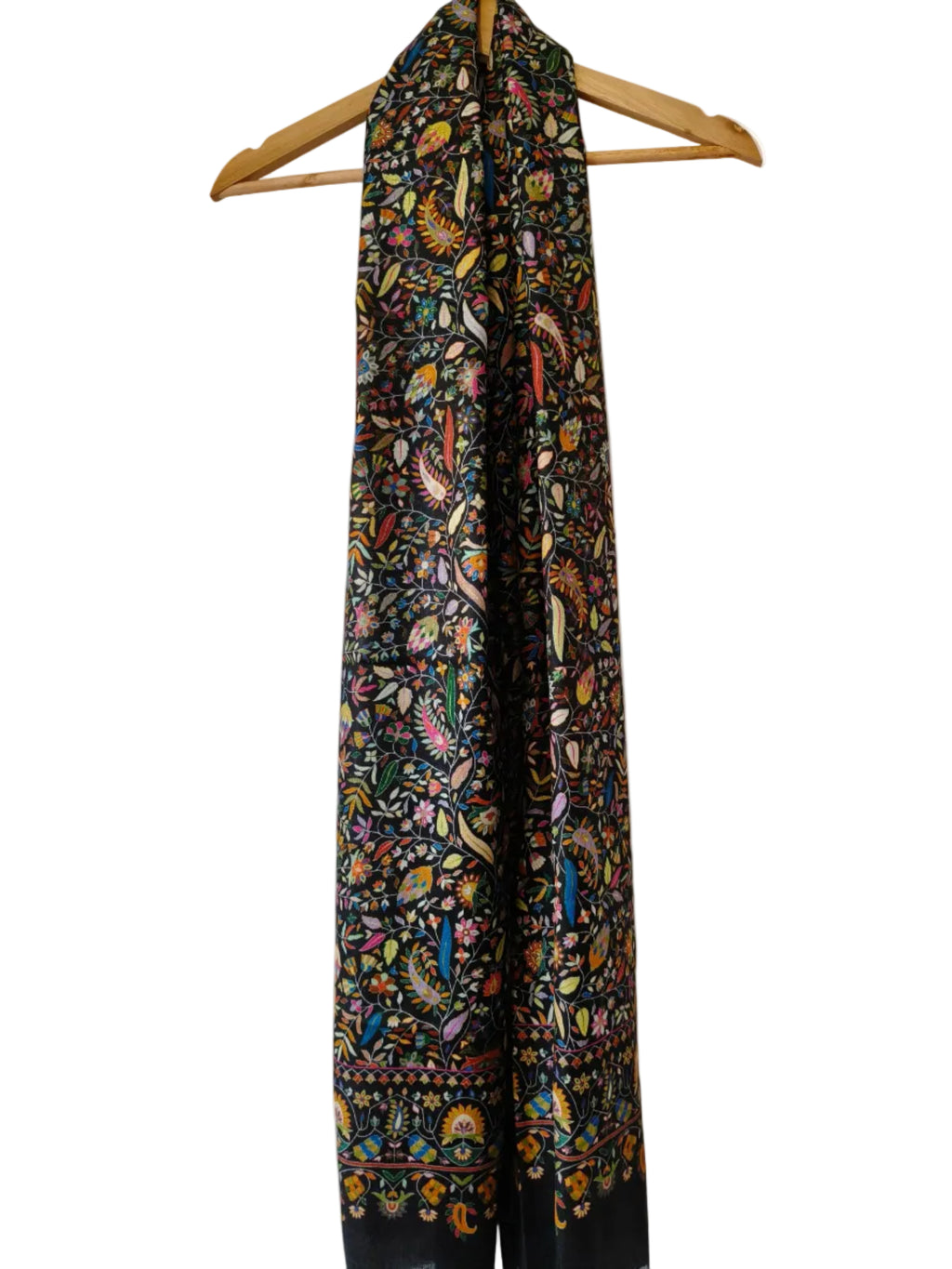 Étole bamboo silk Kashmiri noir - Vue d'ensemble pliée