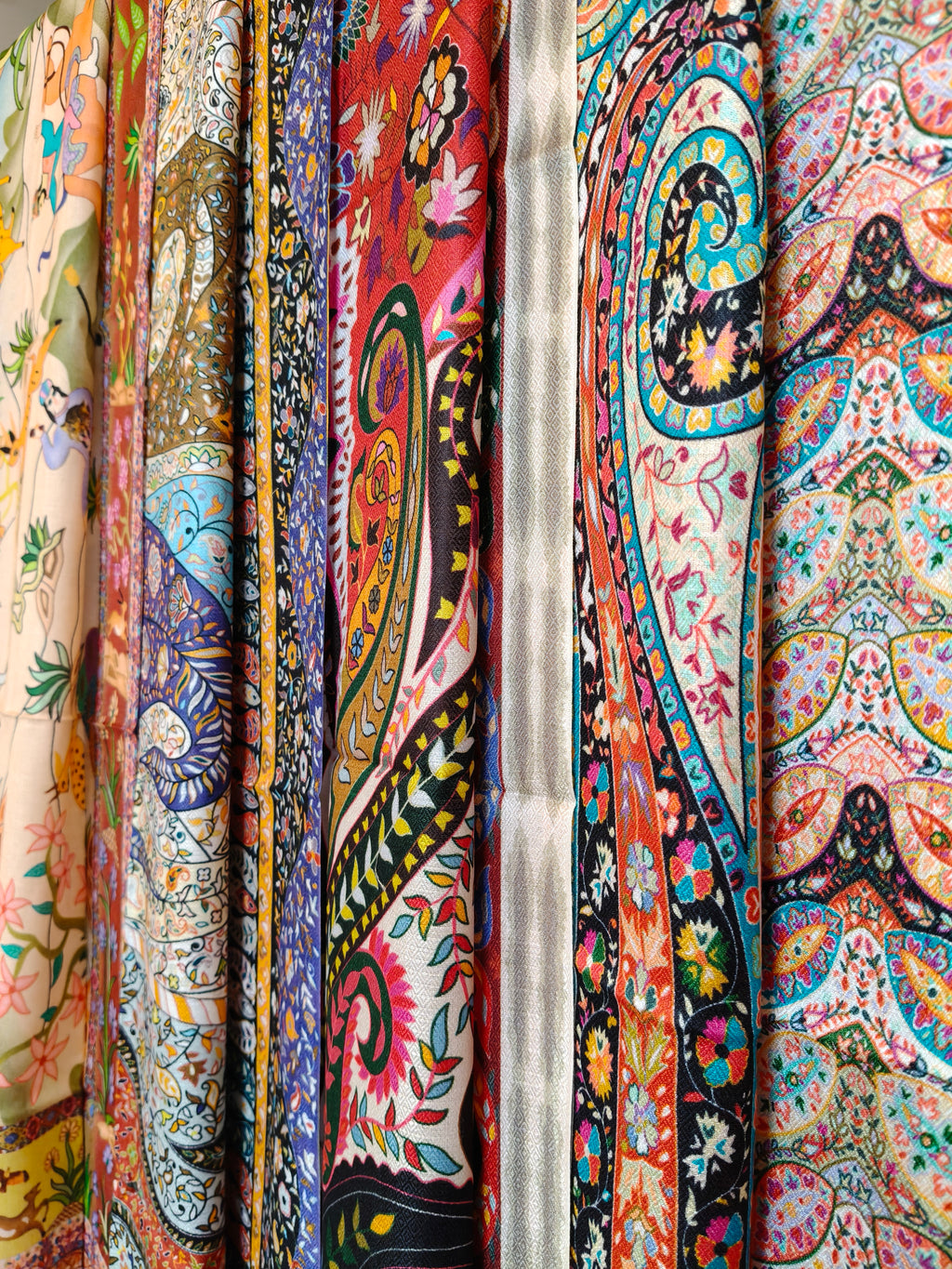 Étole Kalamkari - Détail motifs et finitions