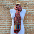 Foulard Zahara 100% modal couleur rouge et motifs géométriques - Vue principale