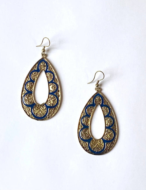 Boucles d'oreilles bleues Sikkali artisanales - Vue principale