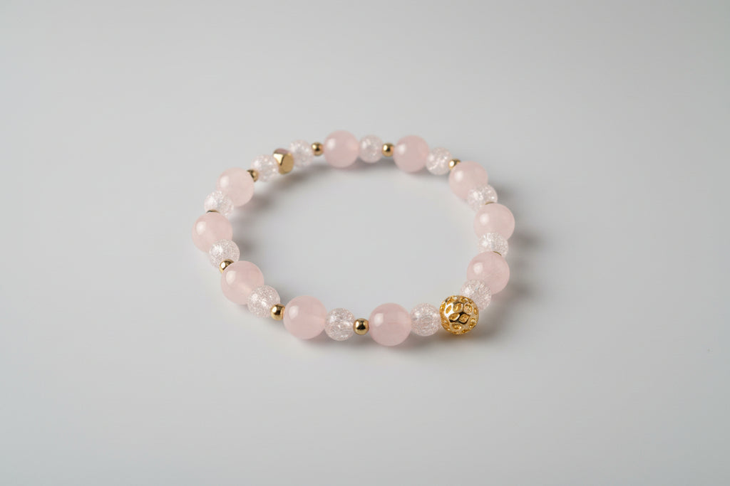 Bracelet en pierre de Quartz rose et quartz craquelé