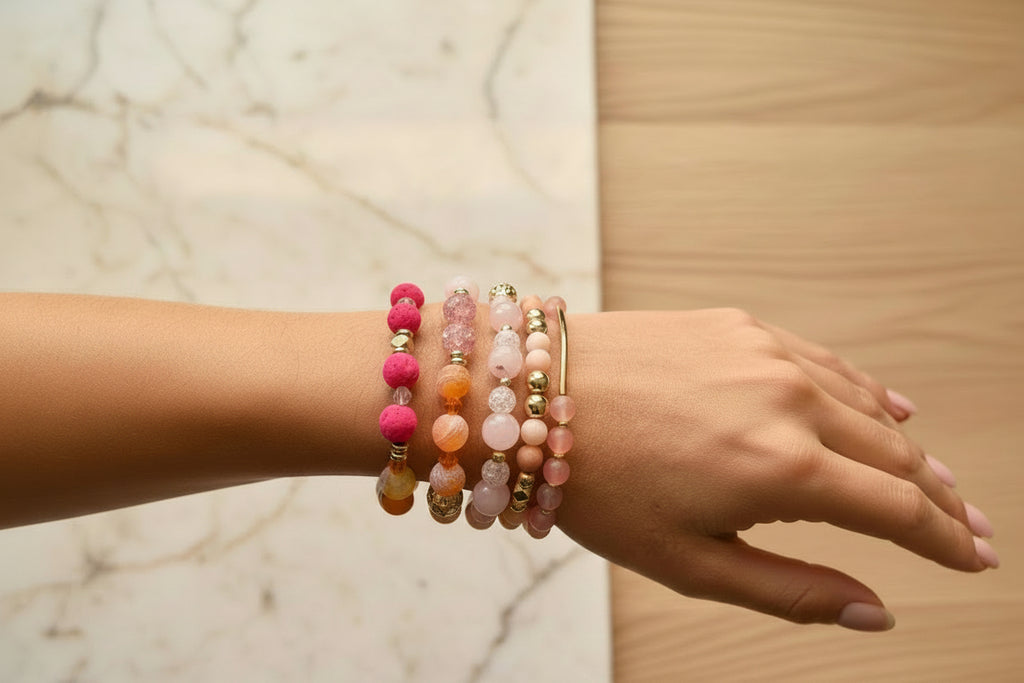 Collection de bracelets en pierre gemme