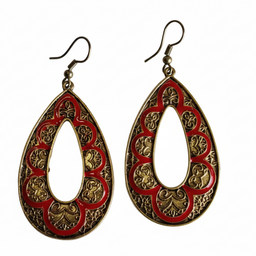 Boucles d'oreilles rouges Sikkali - Détail finitions et matière