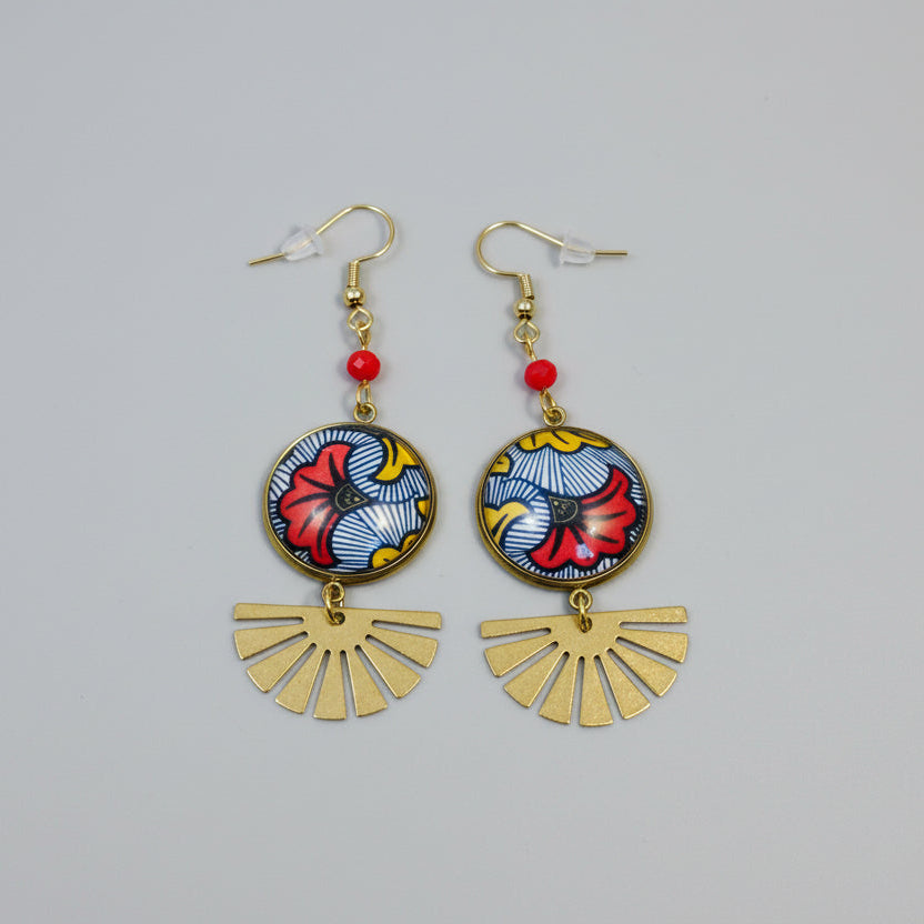 boucles d'oreilles jaune rouge