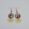 boucles d'oreilles jaune rouge