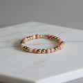 Bracelet artisanal en jade orange et hématite dorée, 19 cm