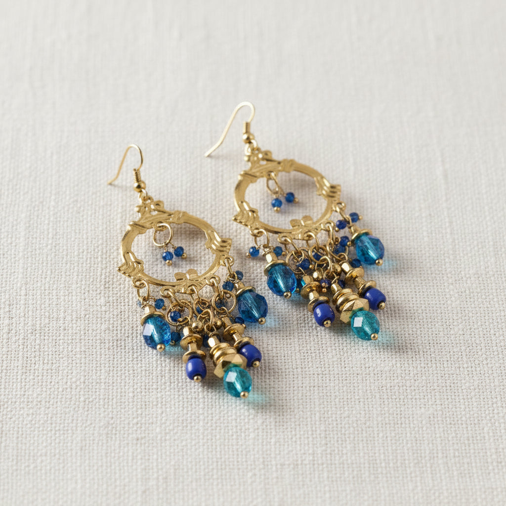 Boucles d'oreilles artisanales bleues