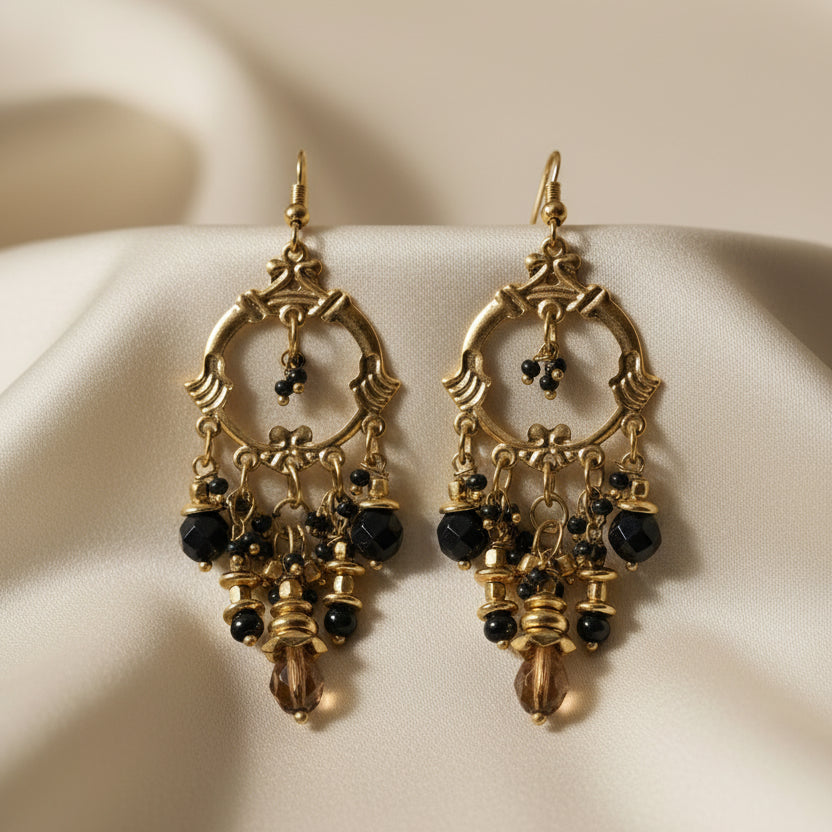 Boucles d'oreilles artisanales noires