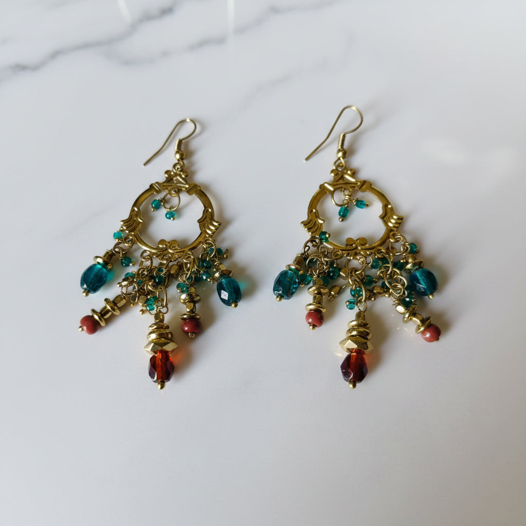 Boucles d'oreilles artisanales turquoises