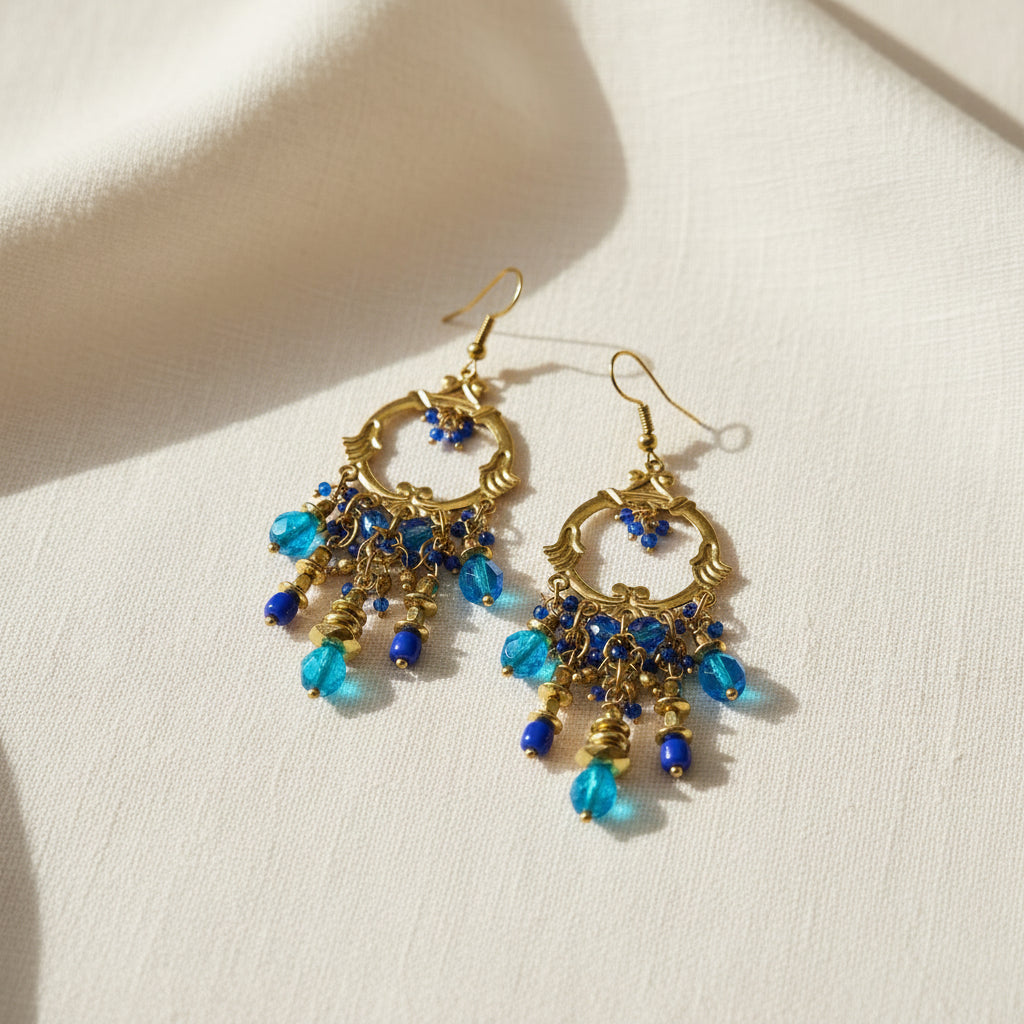 Boucles d'oreilles bleues artisanales