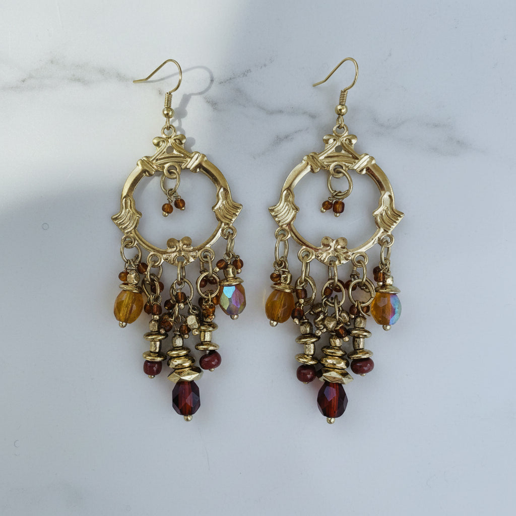 Boucles d'oreilles bordeaux artisanales