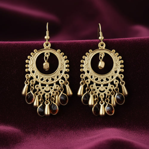 Boucles d'oreilles création artisanale indienne marron