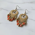 Boucles d'oreilles création artisanale indienne orange