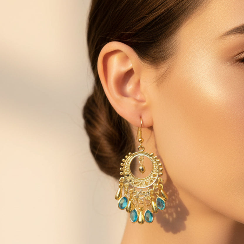 Boucles d'oreilles mandala bleues
