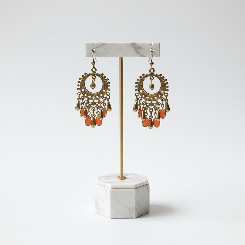 Boucles d'oreilles mandala orange