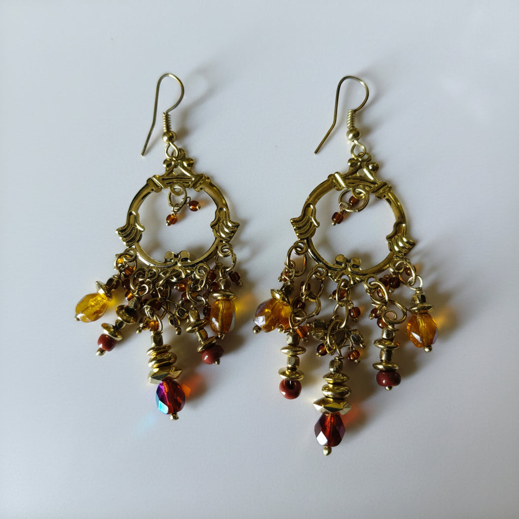 Boucles d'oreilles pendantes ambre