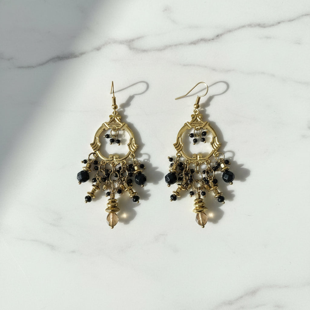 Boucles d'oreilles pendantes noires