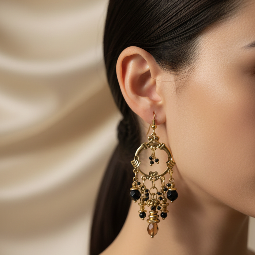 Boucles d'oreilles pendantes noires