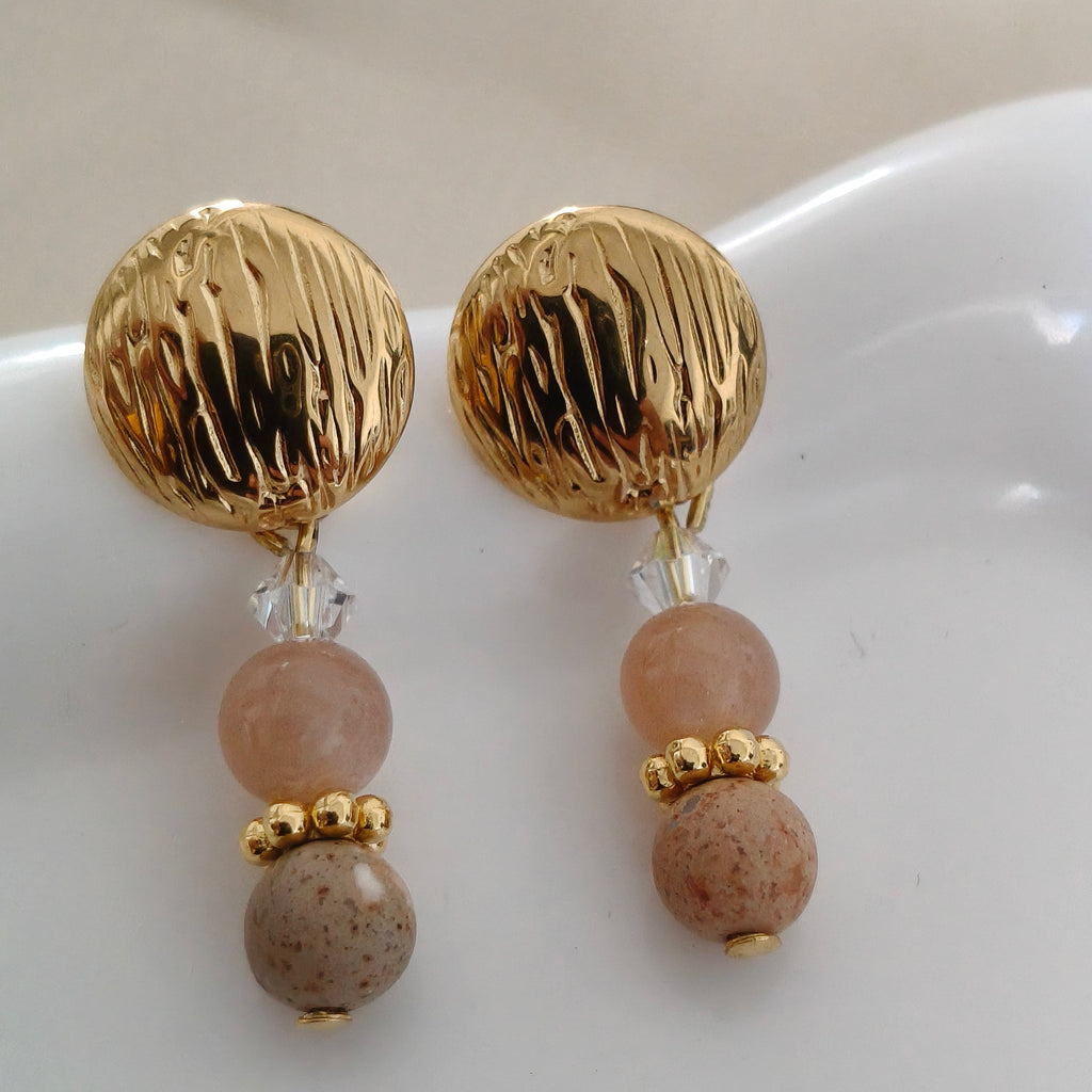 Boucles d'oreille pierre de soleil et jaspe impérial