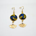 boucles d'oreilles ginkgo bleu jaune