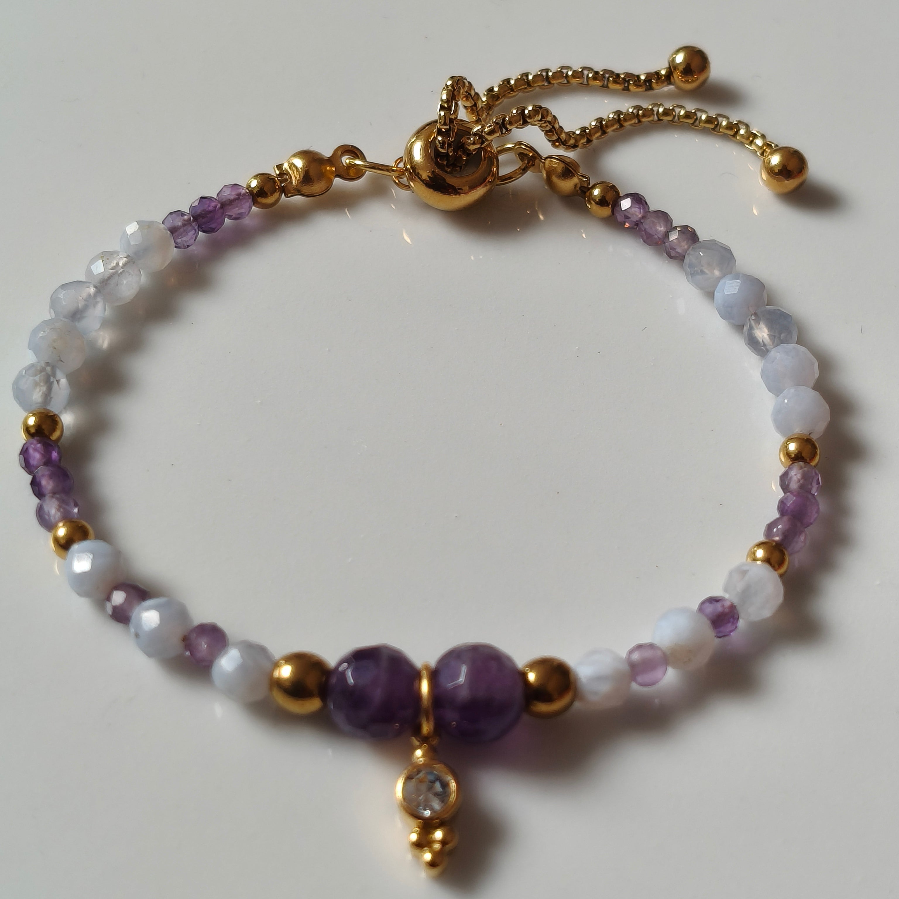 Bracelet améthyste et agate bleue