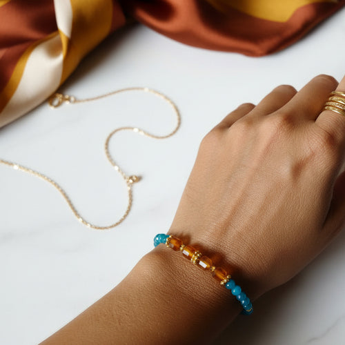 Bracelet artisanal cornaline apatite