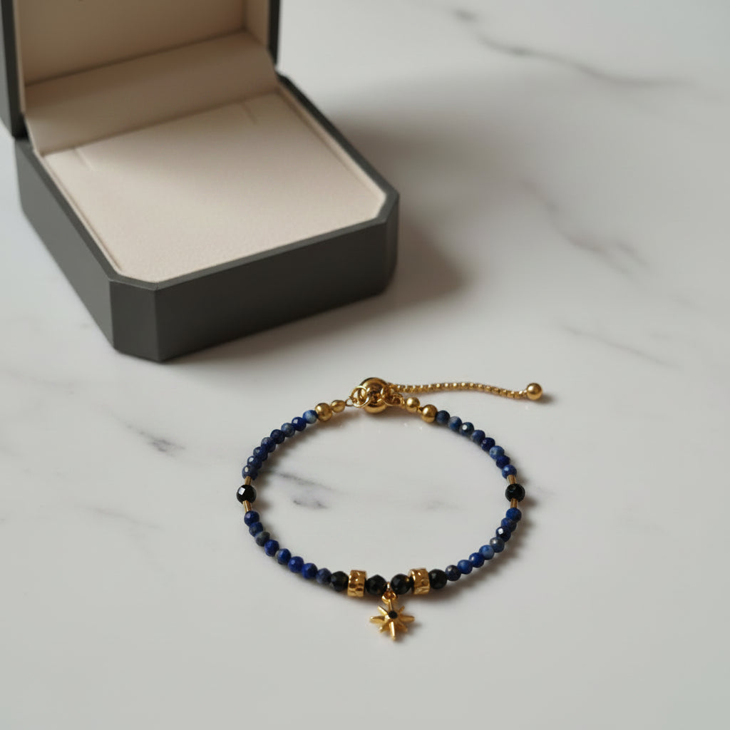 Bracelet artisanal lapis lazuli et spinelle