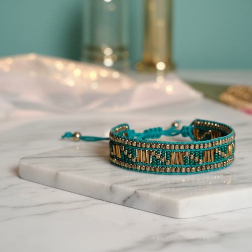 Bracelet artisanal tressé turquoise