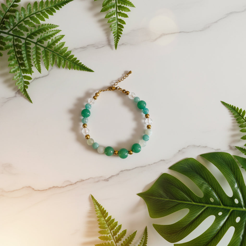 Bracelet aventurine, amazonite et jade de chine