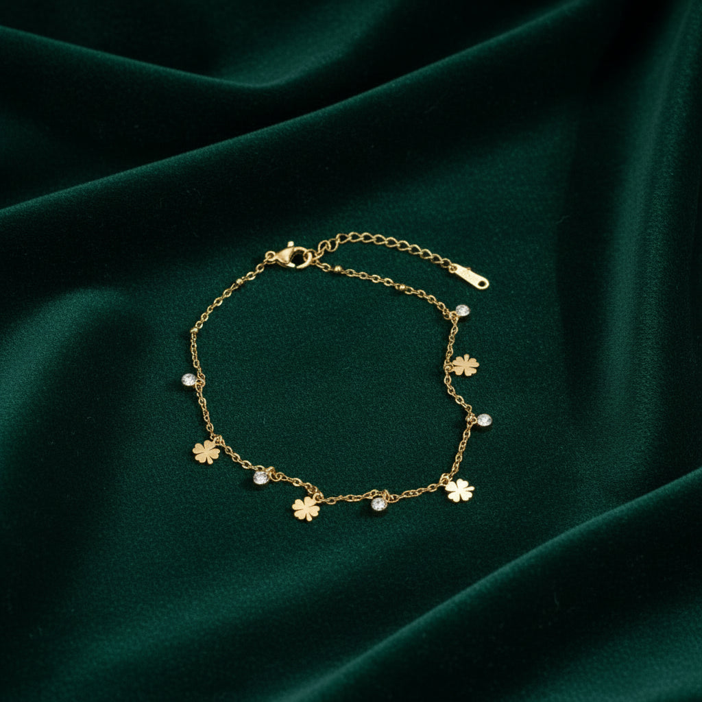 Bracelet de cheville avec pampilles dorées
