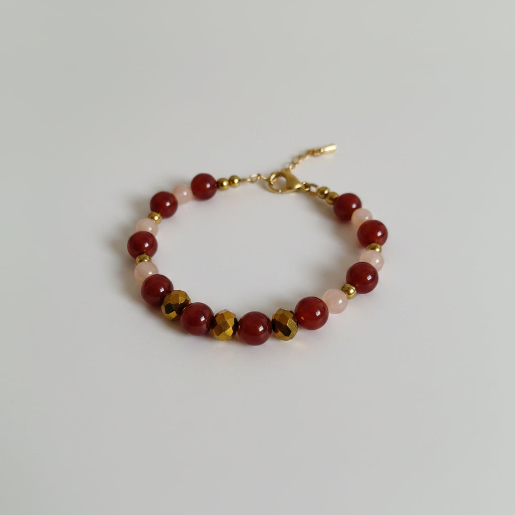 Bracelet en cornaline, pierre du soleil et hématite