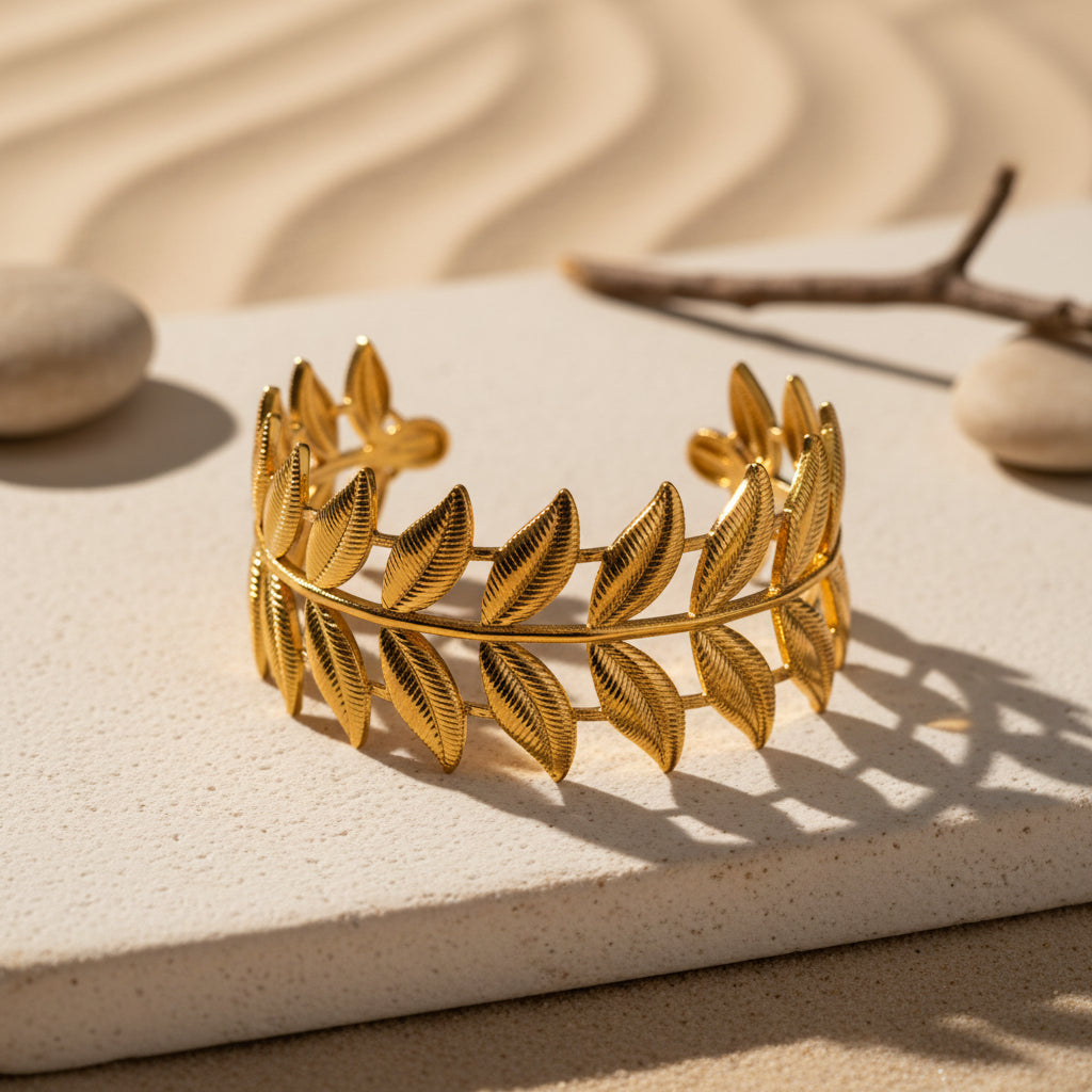 Bracelet couronne de laurier en acier inoxydable