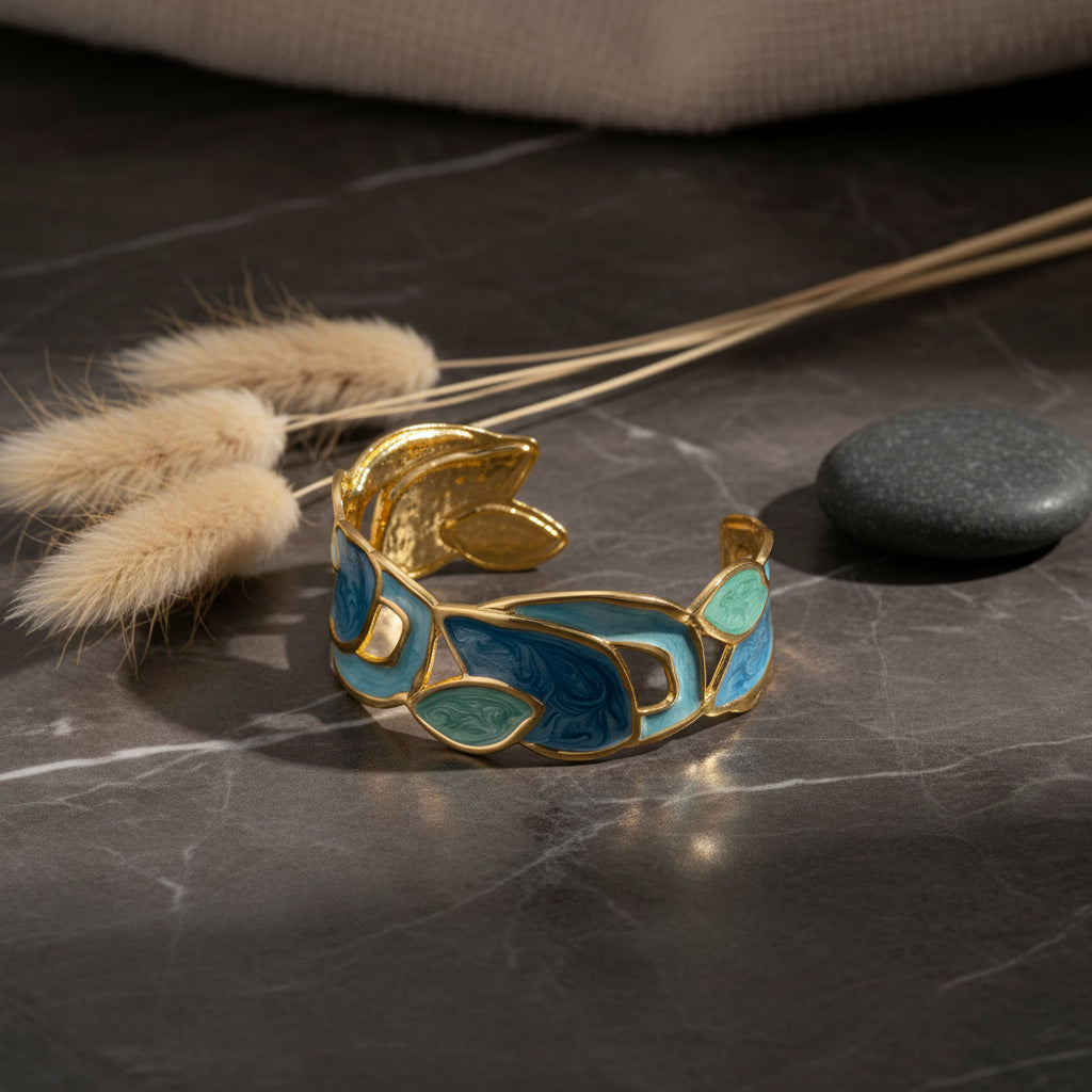 Bracelet jonc émaillé bleu