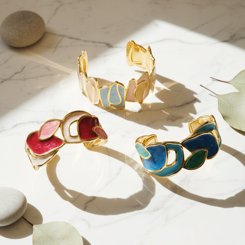 bracelets jonc émaillé coloré en acier inoxydable