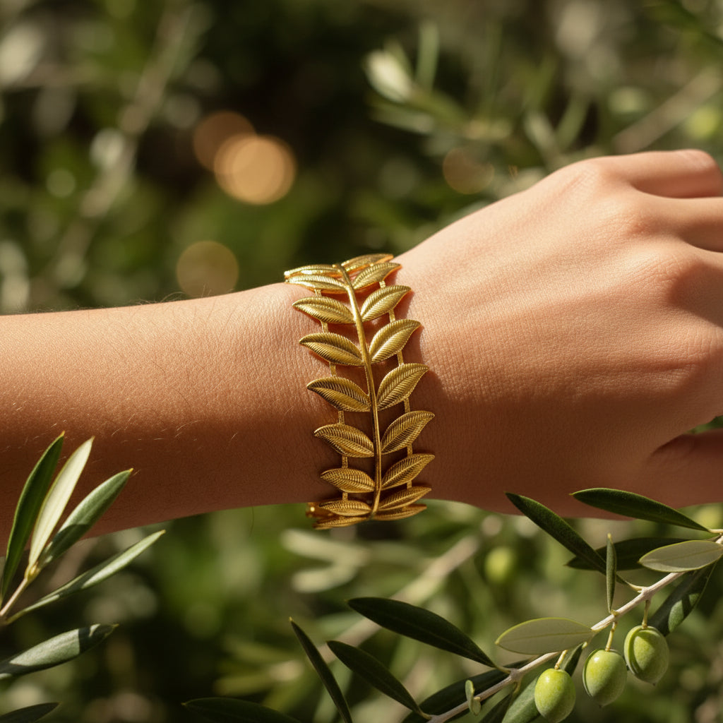 Bracelet laurier en acier inoxydable