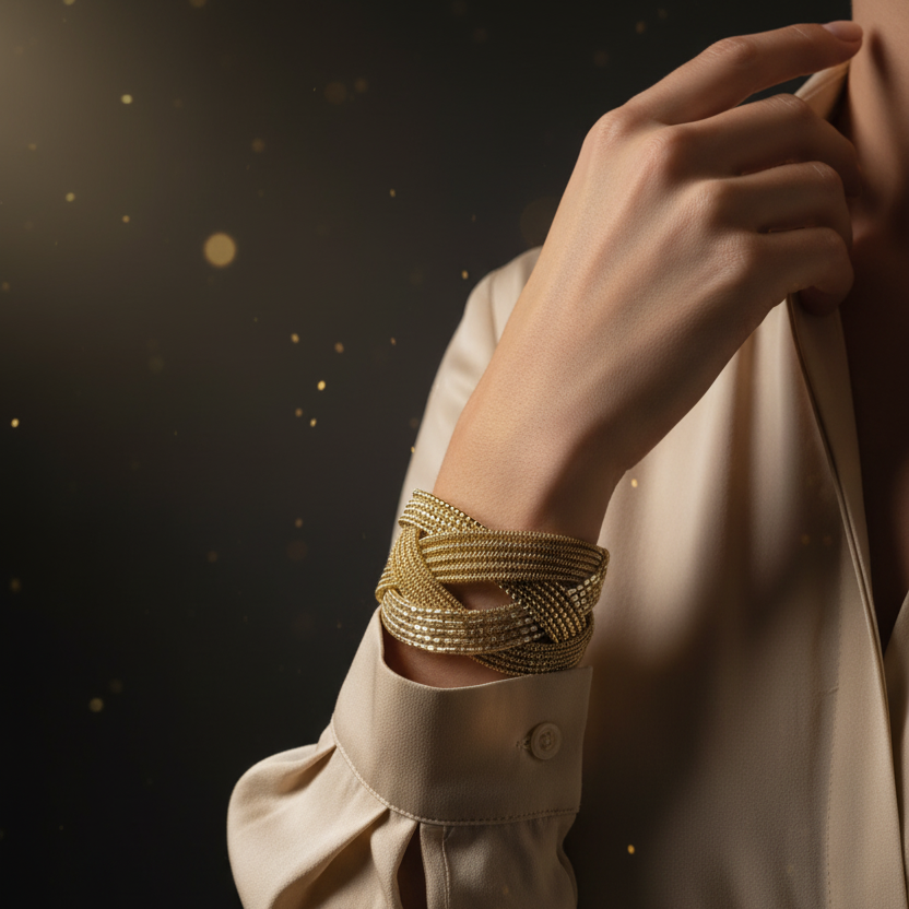 Bracelet manchette zalia métal doré