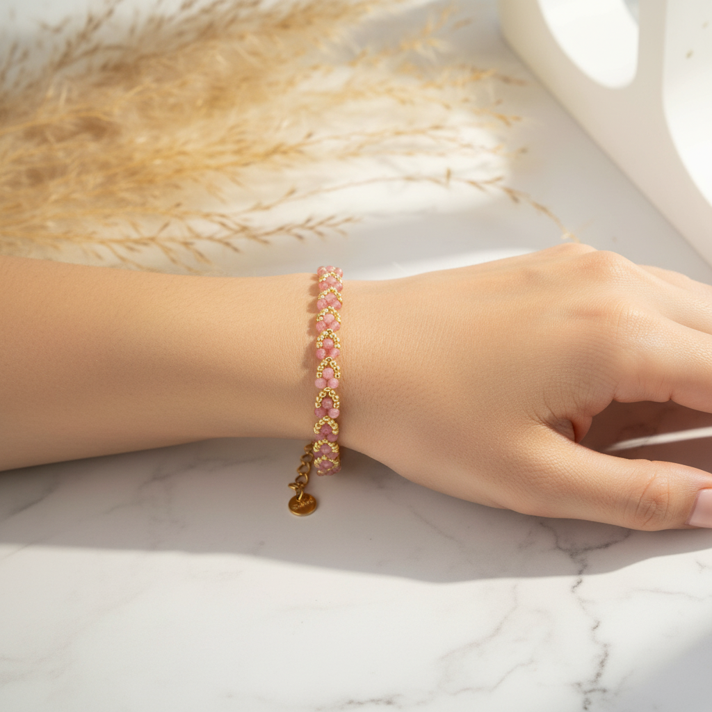Bracelet pierres naturelles quartz rose