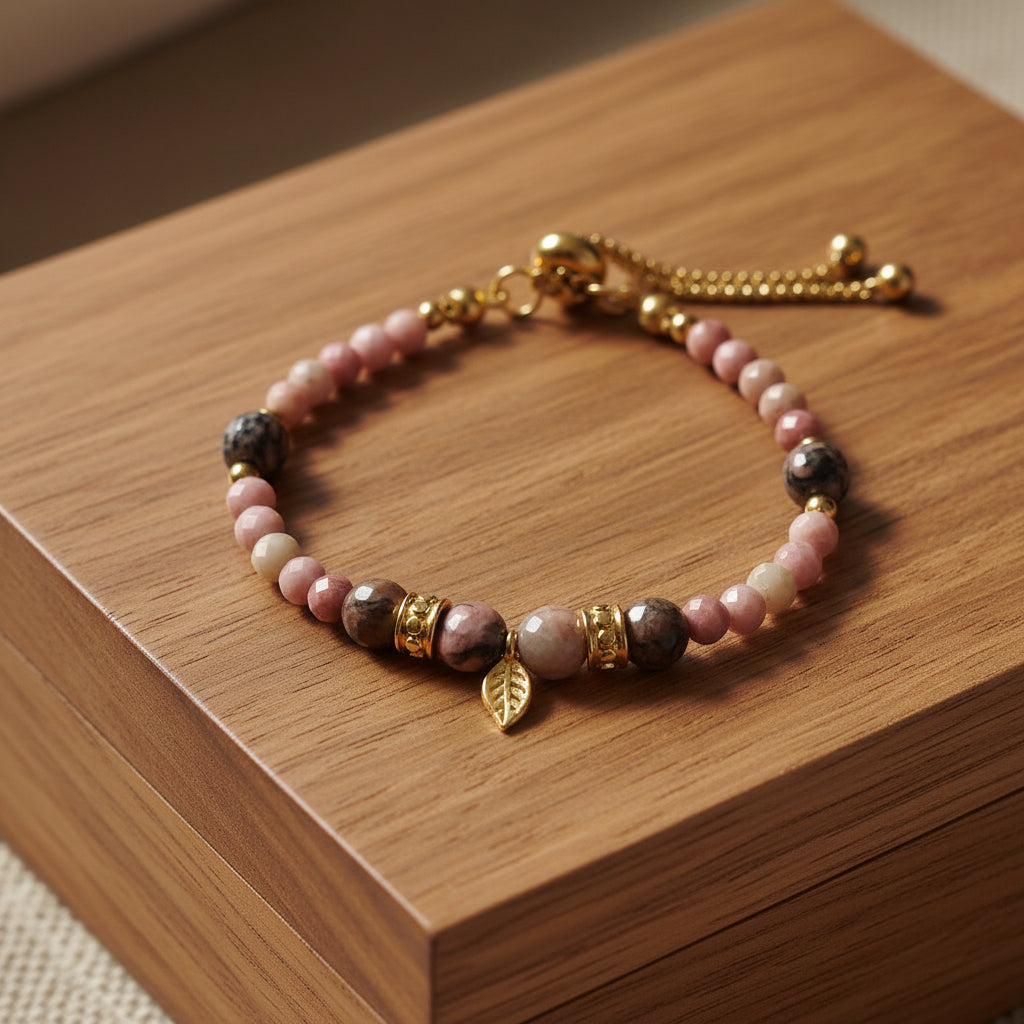 Bracelet réglable rhodonite de Madagascar