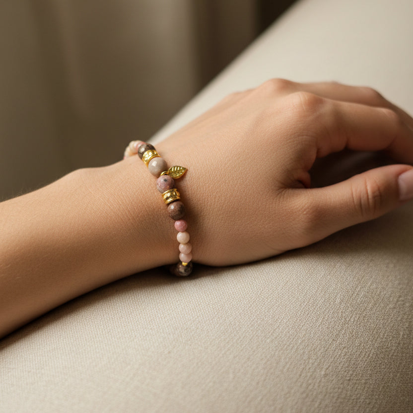 Bracelet rhodonite de Madagascar réglable