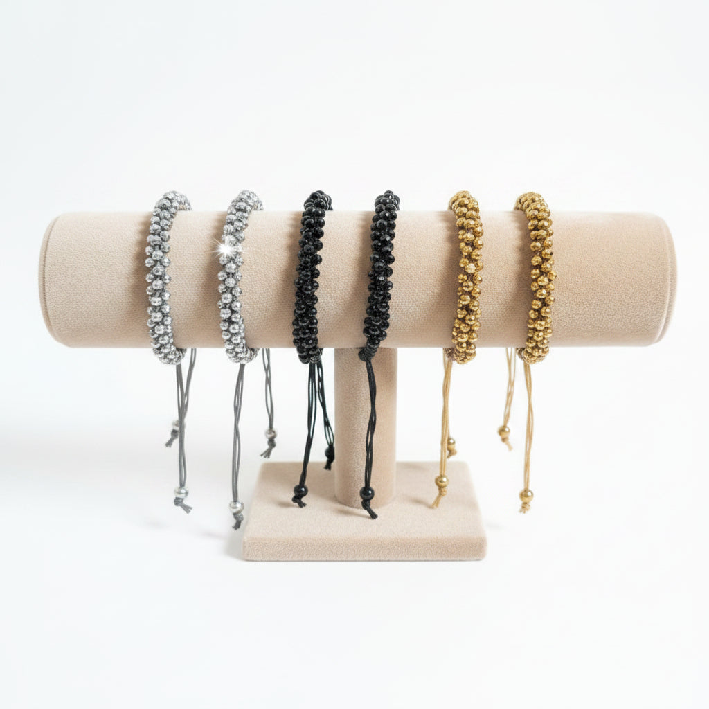 Bracelets tressés perles à facettes