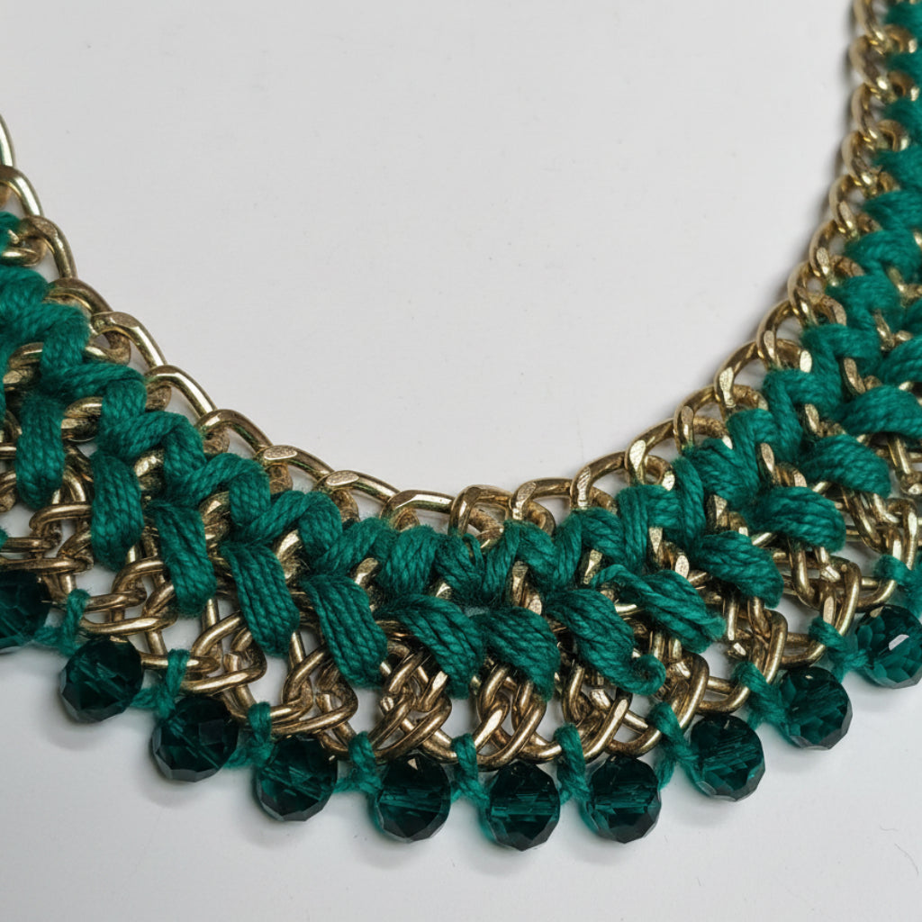 Collier kaveri tressé vert