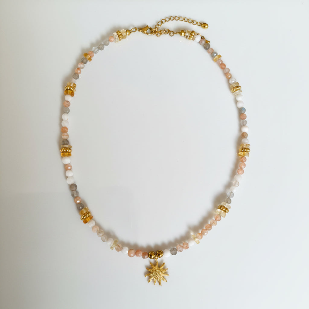 Collier pierre de lune et citrine