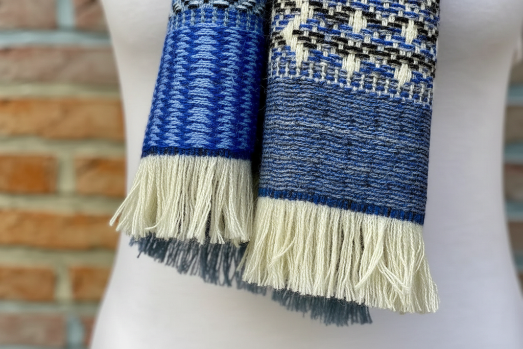 Foulard Boréal bleu et gris - Détail texture