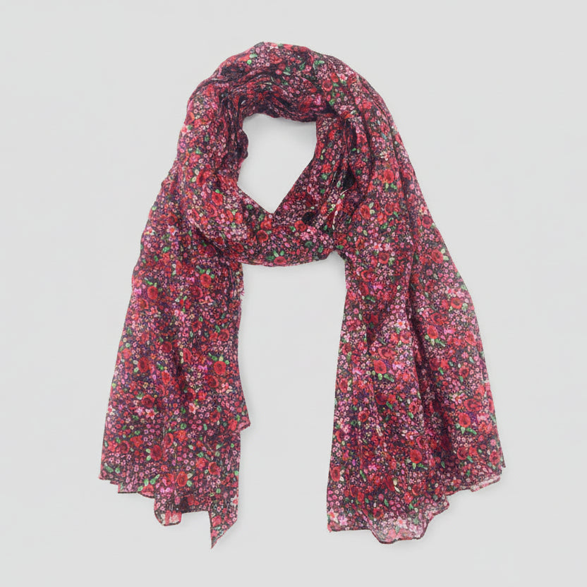 foulard rouge coton liberty imprimé floral