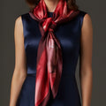 Foulard en soie art fluide rouge et noir