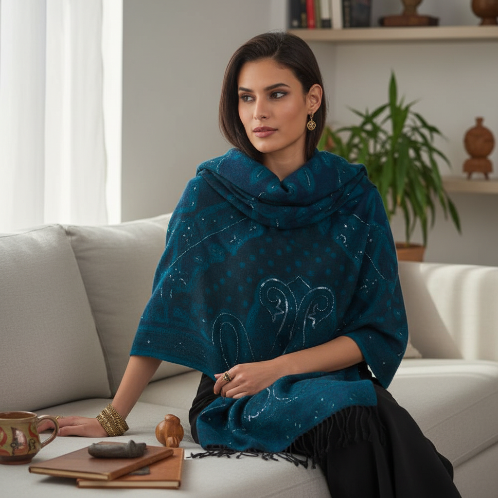 Foulard Tamerlan Bleu - Photo lifestyle