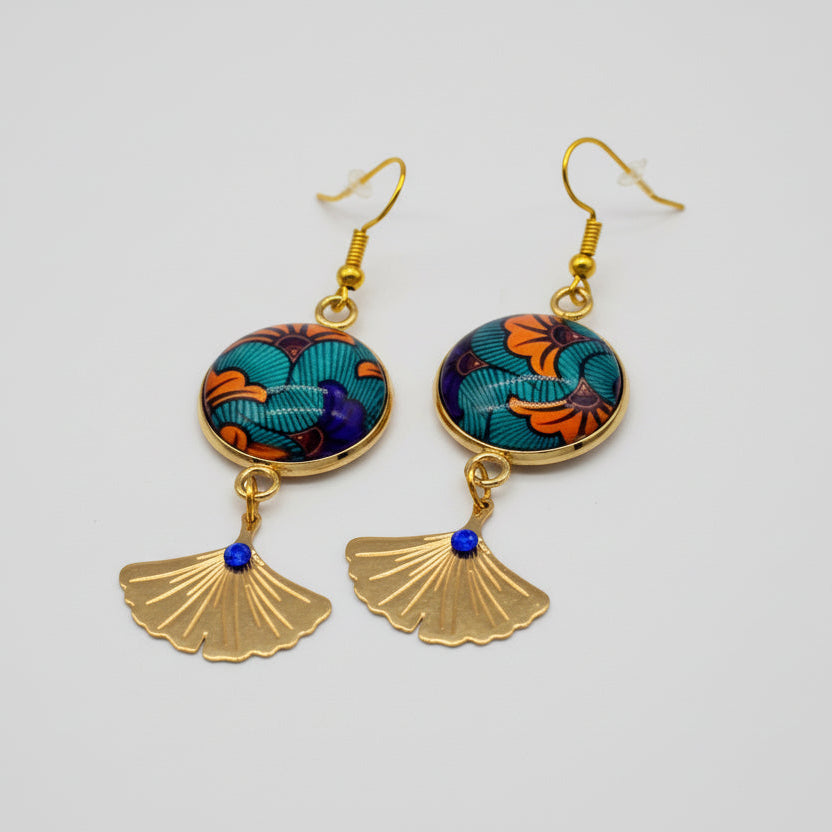 boucles d'oreilles bleu orange