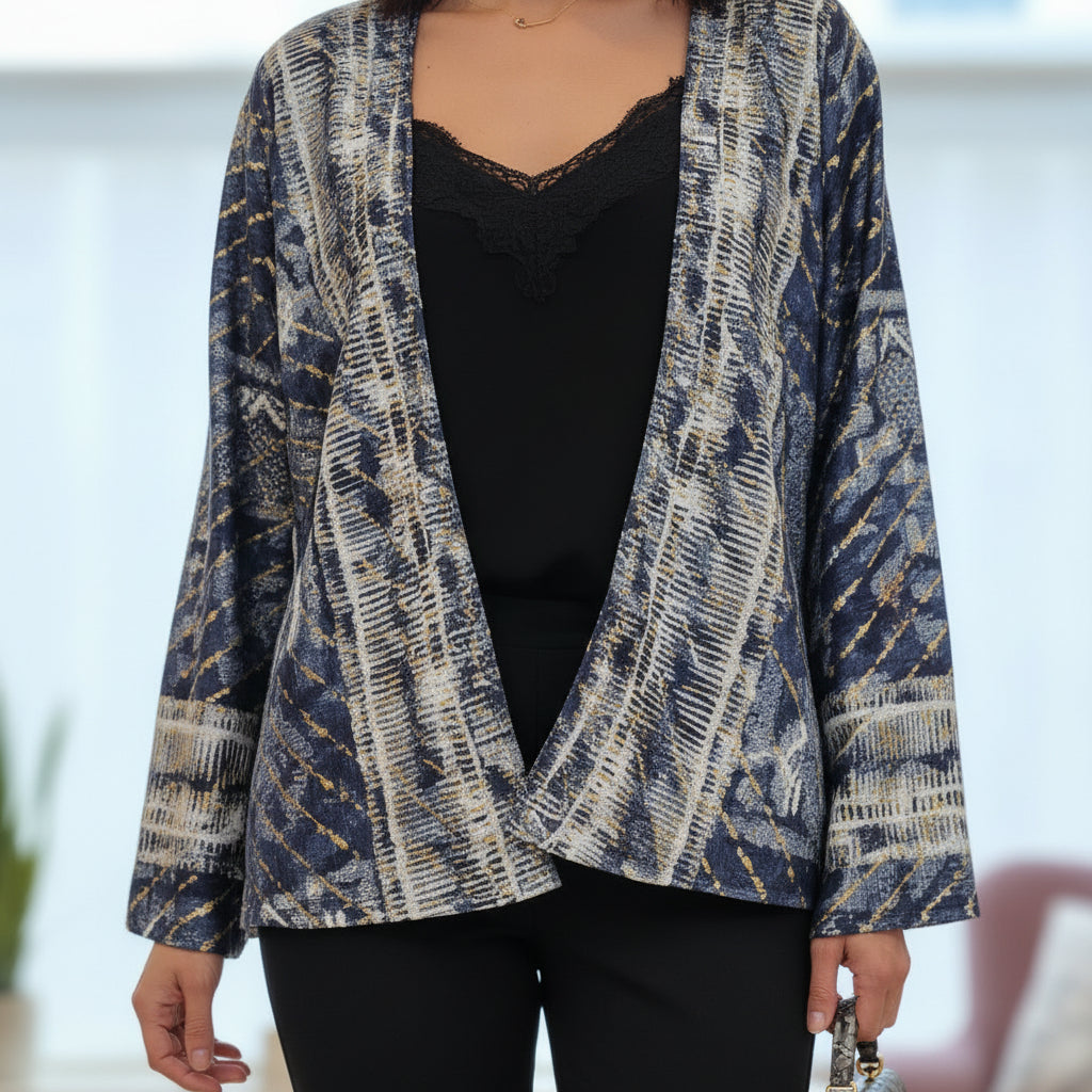 Kimono court artisanal bleu