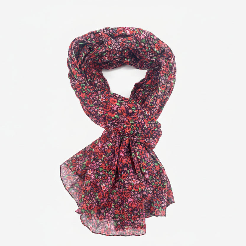 foulard coton liberty imprimé floral rouge